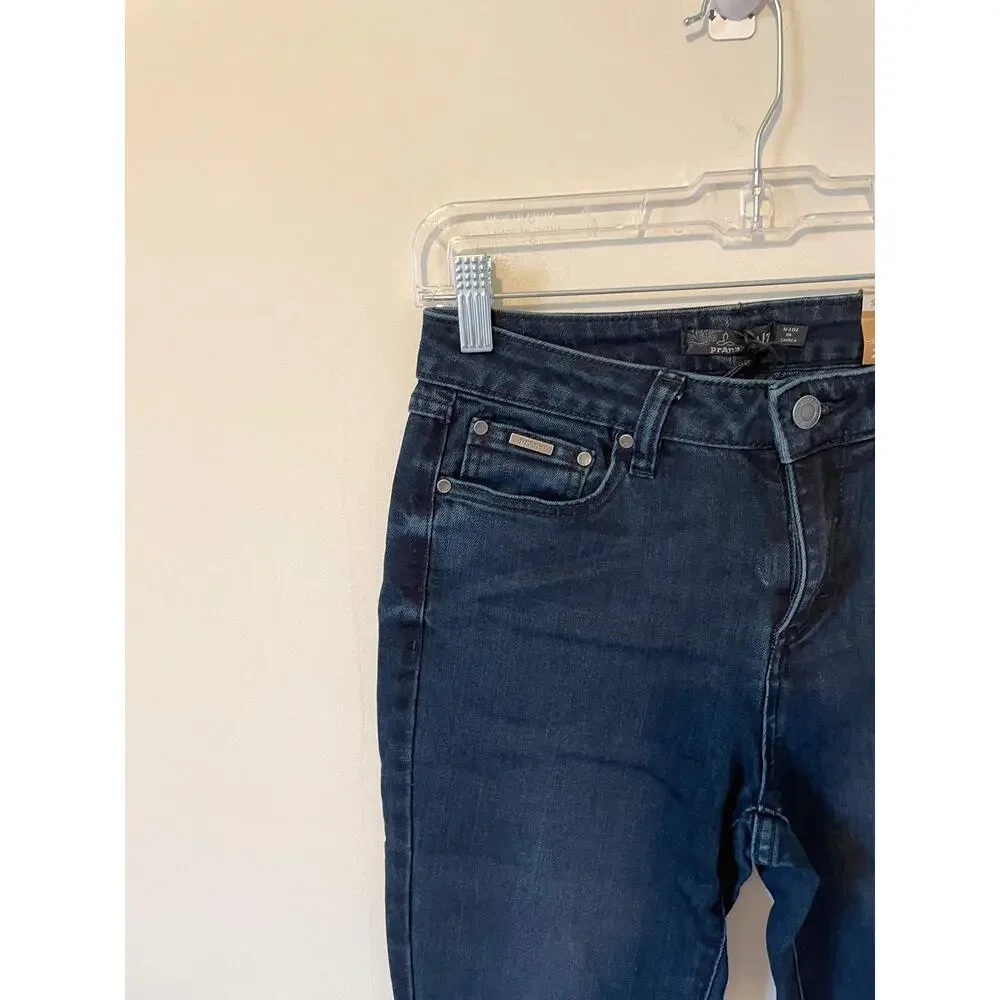 Prana High Rise Skinny Denim Jeans Dark Wash Blue Size 6 Short NEW